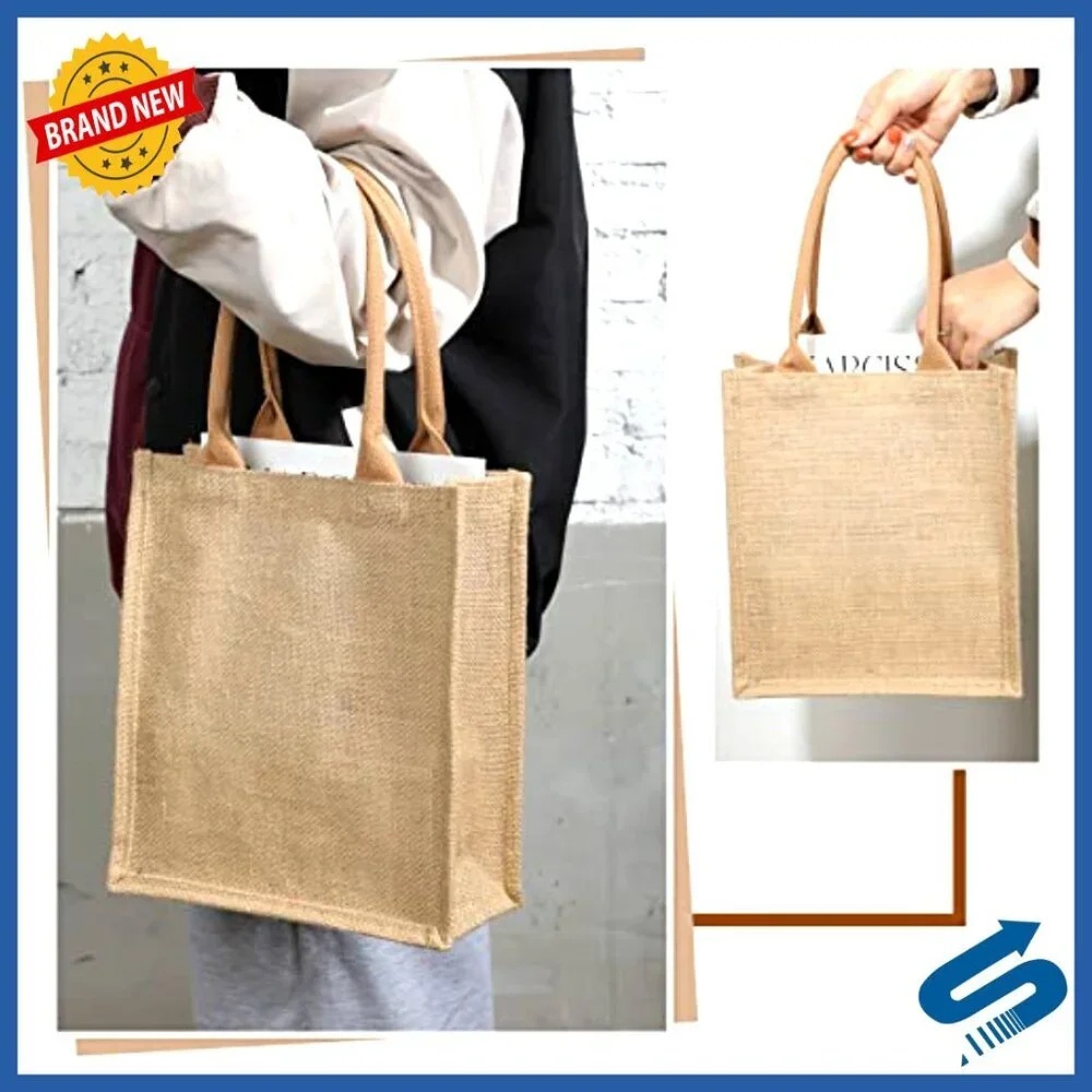 Reusable Burlap Tote Bags Minimal Chic Eco-Friendly Beach Wedding Shopping